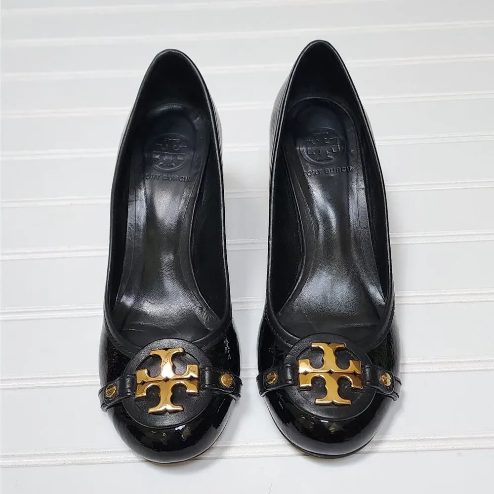 Tory Burch Aaden Black Patent Leather Pumps Size 7
